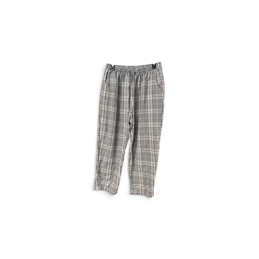 Wild Fable Womens Grey Plaid Elastic Waist Drawstring Straight Leg Pants Small
